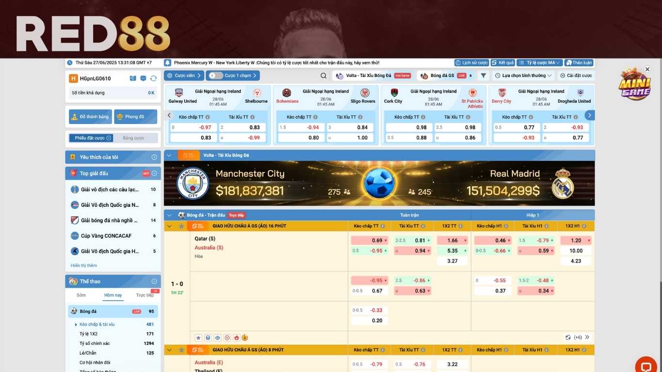 Các bộ môn cá cược phổ biến tại K Sports Red88